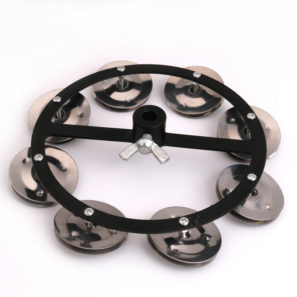 1pc Hi Hat Tambourine With Single Row Steel Jingles Musical Gift