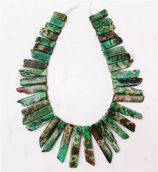 1 Strand Green Sea Sediment Jasper & Pyrite Oblong Loose Beads 15.5" HH7507