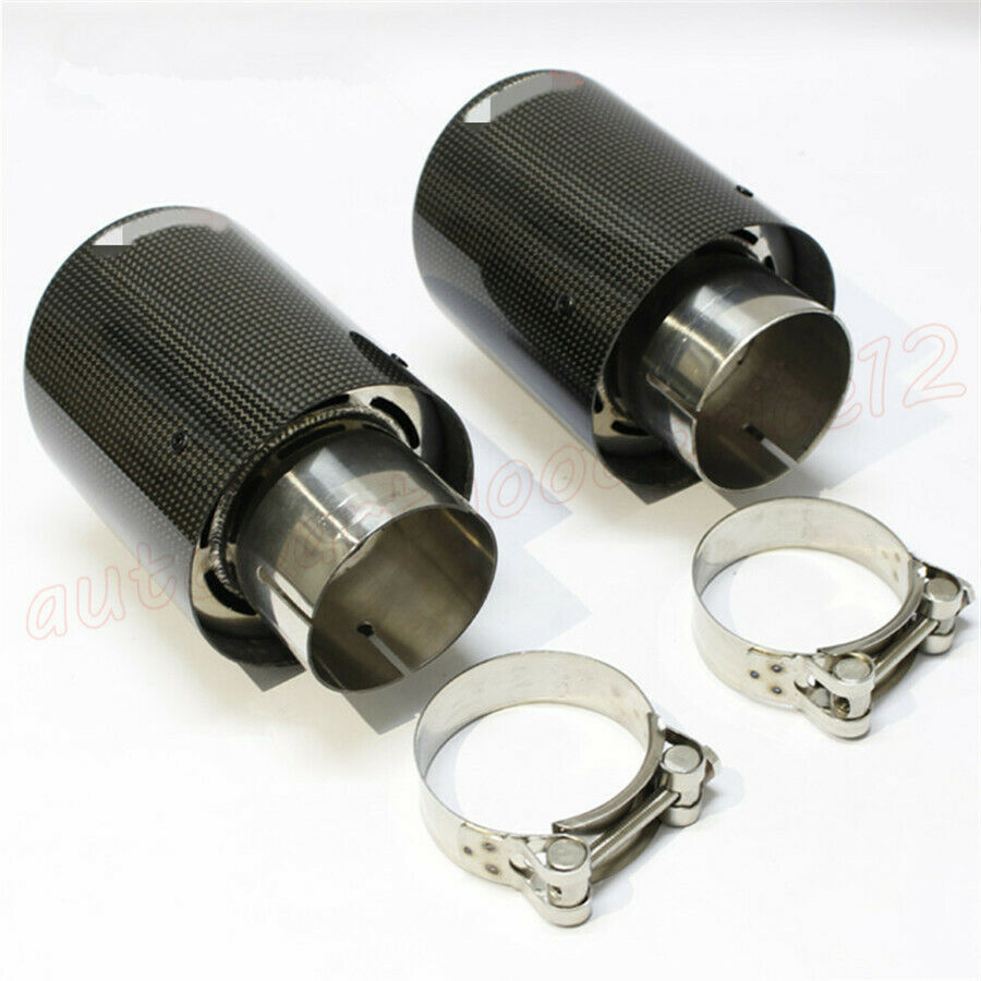 3" Inlet 4.5" Outlet Real Carbon Fiber Glossy Auto Car Exhaust Tips Muffler Pipe