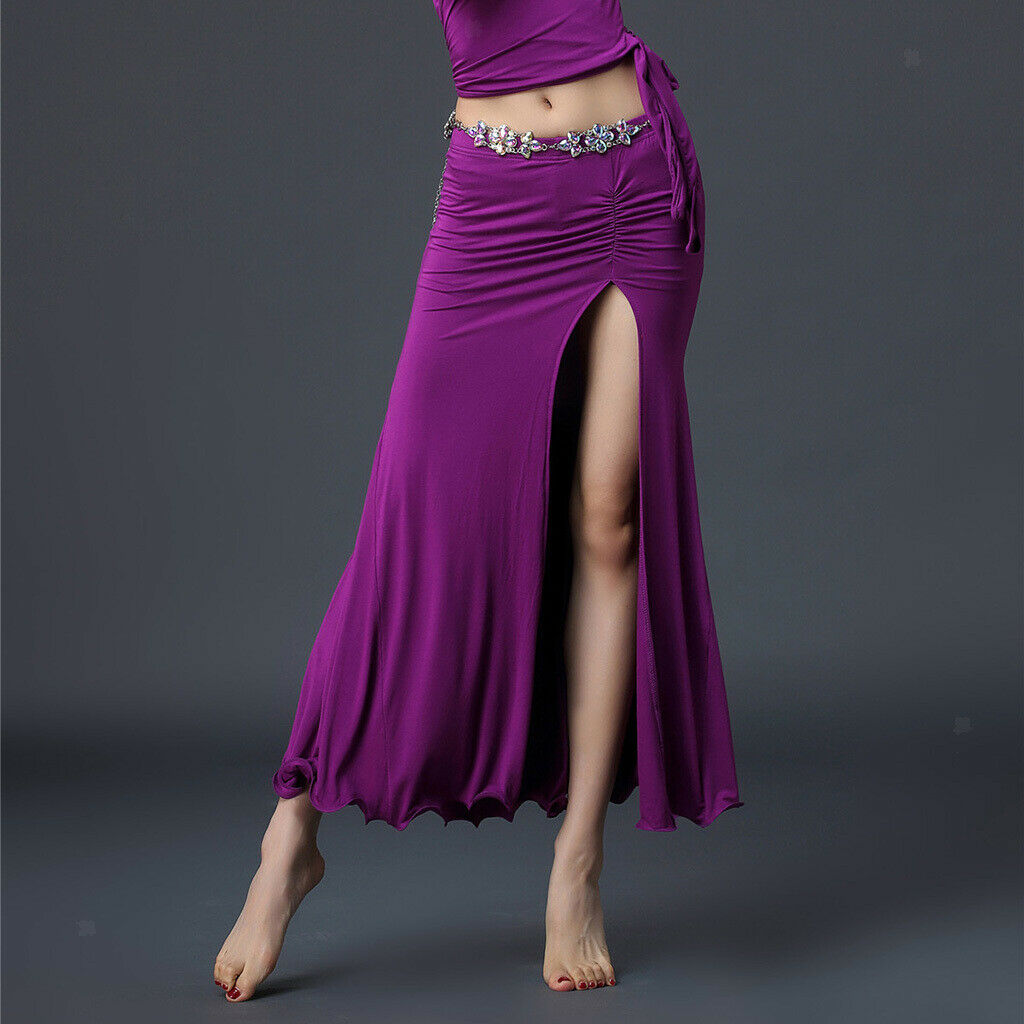 Lady Belly Dance Skirt Long Skirts Swing Dress Dance Costume Outfit Purple