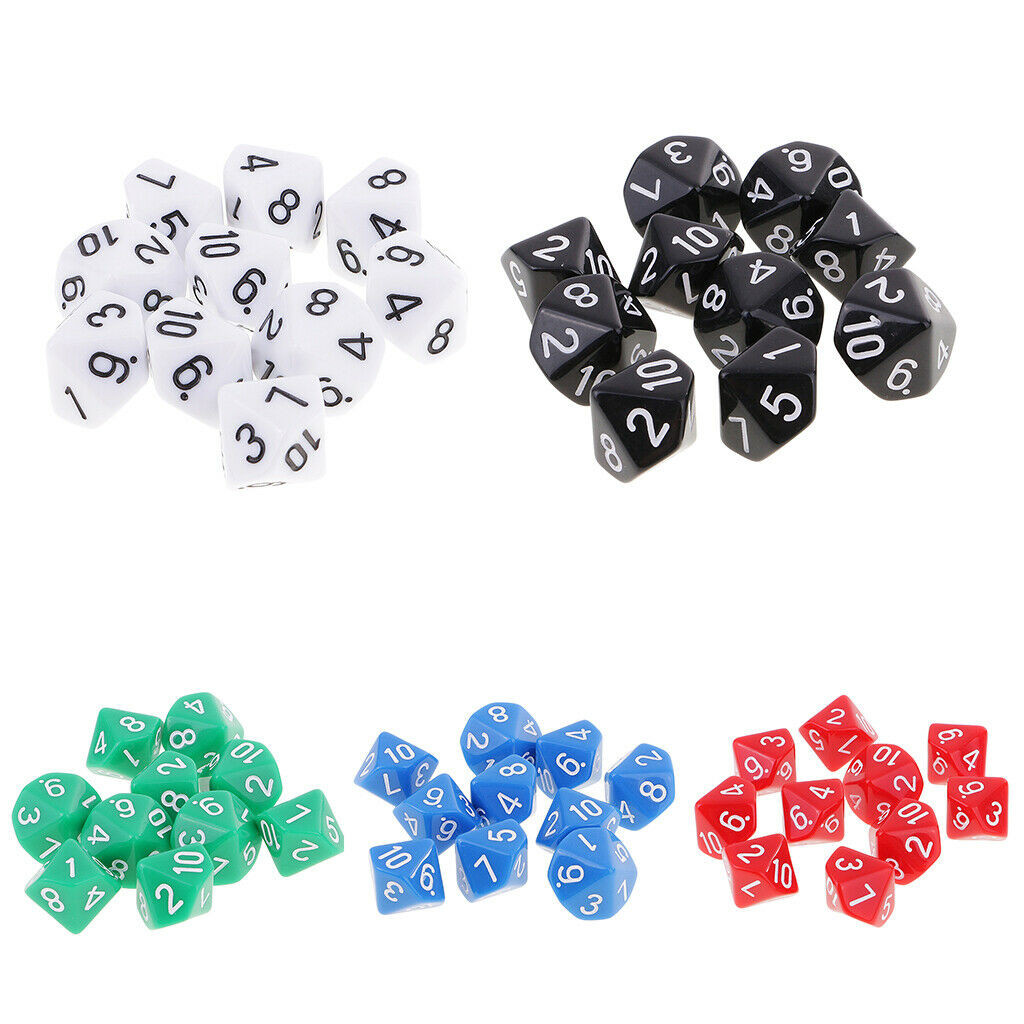 10x Dice D10 Polyhedral Dices Accessory Toys Table Games Lovers Gift Props