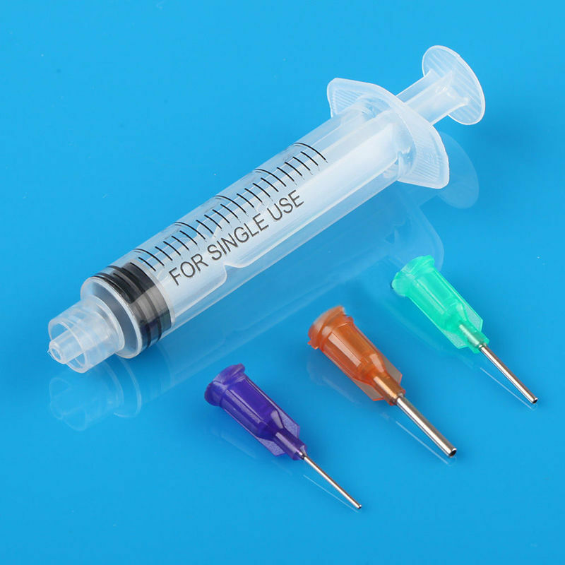 2x 5ml Syringe Crimp Sealed-Blunt Chemical Tips 1'' For Liquid Glue Oil Ink