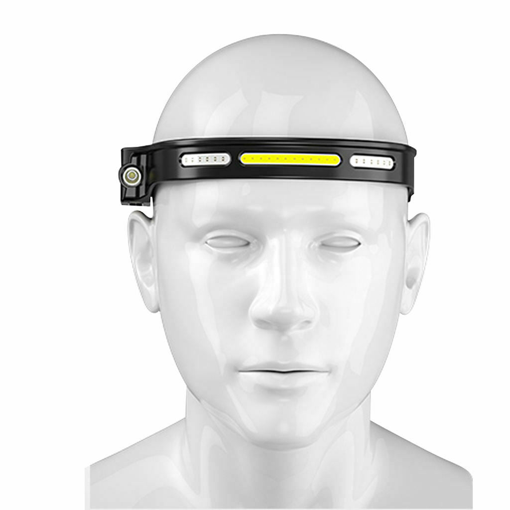 USB COB Head Lamps Adults Outdoor Hat Clip Light 4 Modes Flashlight Sensor