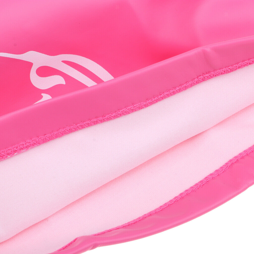 Unisex PU Waterproof Swimming   Hat Ear Long Hair Cover Bathing   Pink