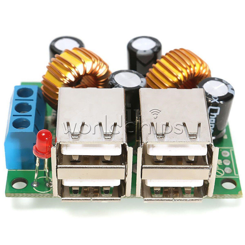 DC 12V 24V 40V to 5V 5A Converter 4-USB Port Step-down Power Supply Buck Module