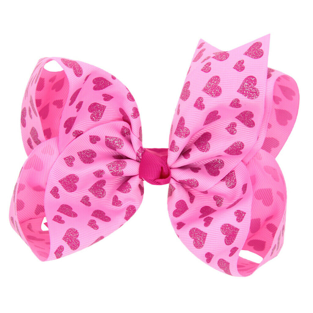8 Inch Colorful Bow Hairpin Girls Bows with Clip Hair Bows Pink hearts