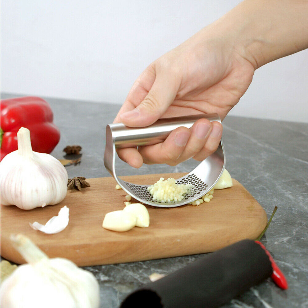 Stainless Steel Kitchen Garlic Press Crusher Squeezer Manual Chopper Tool NEW~
