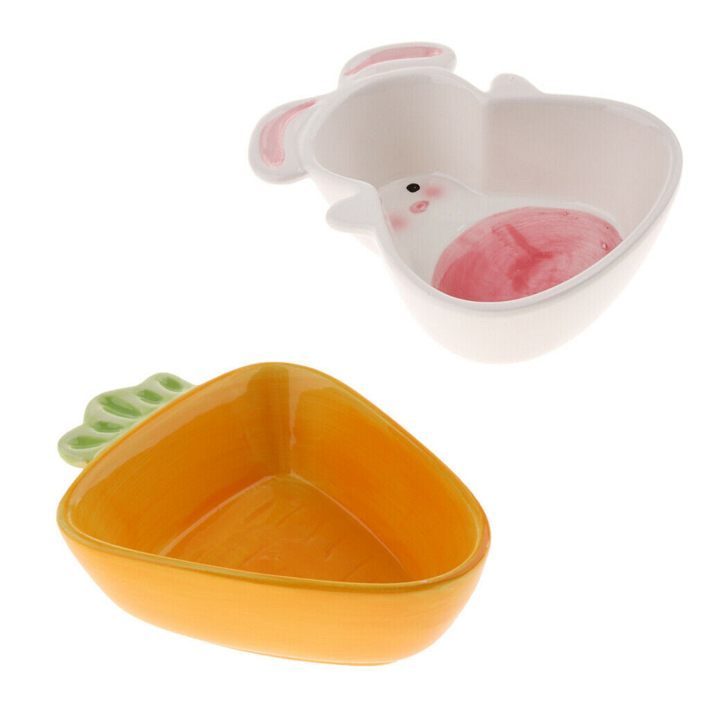 2 Pcs Hamster Bowl Ceramic Prevent Tipping Moving and Bite-resistant Food Dish