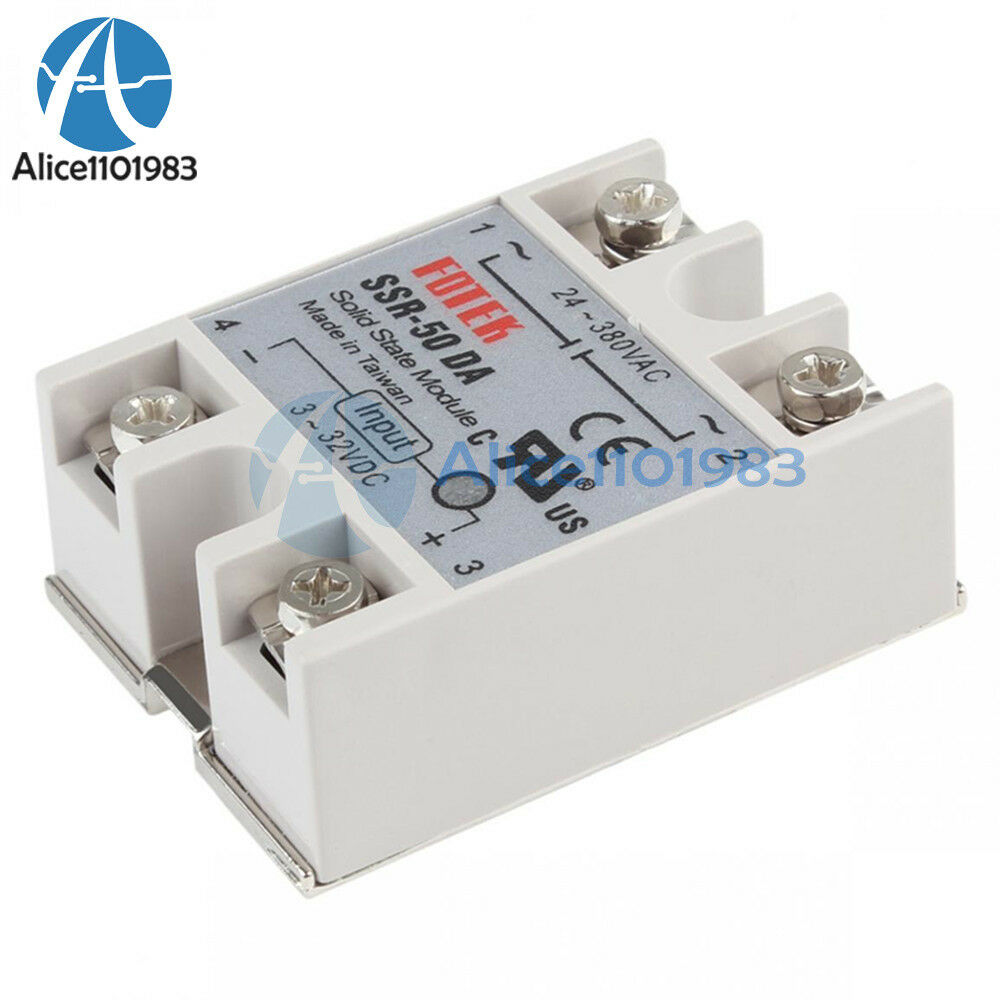 SSR-50DA 3-32VDC 50A 250V Output 24V-380VAC Solid State Relay Module
