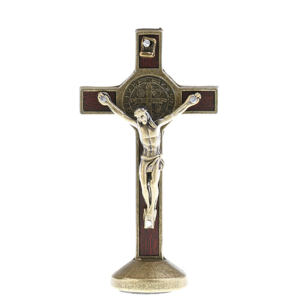 2Pcs Alloy Crucifix Jesus Christ Statue Church Desktop Decorative Accessory