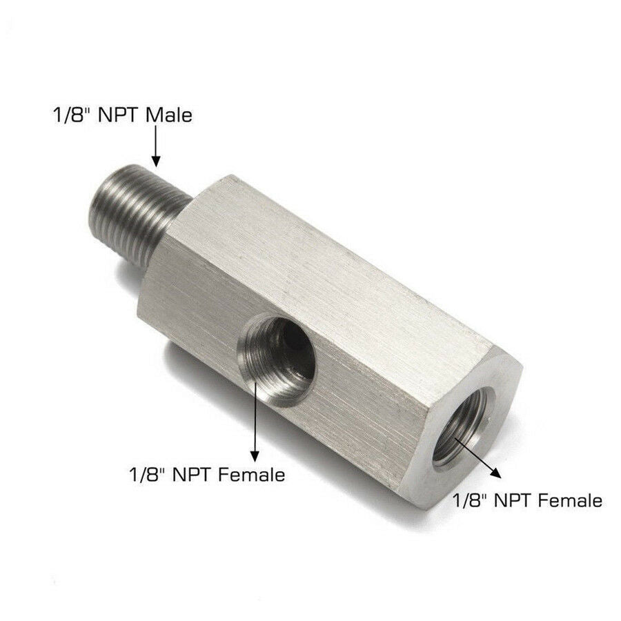 Universal Stainless Steel 1/8'' NPT Tee for taping into OE oil pressure sender