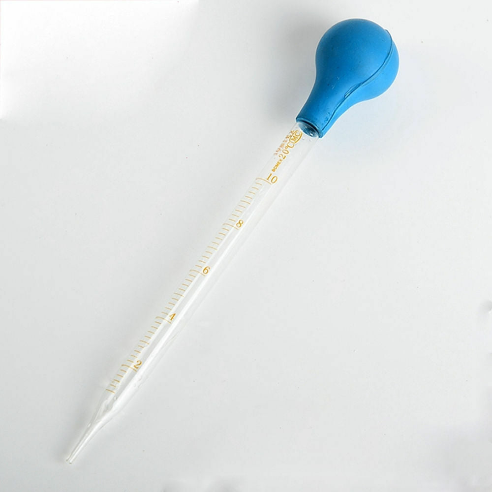 10ml Scale Line Reusable Laboratory Lab Glass Pipettes Dropper With Rubber Head