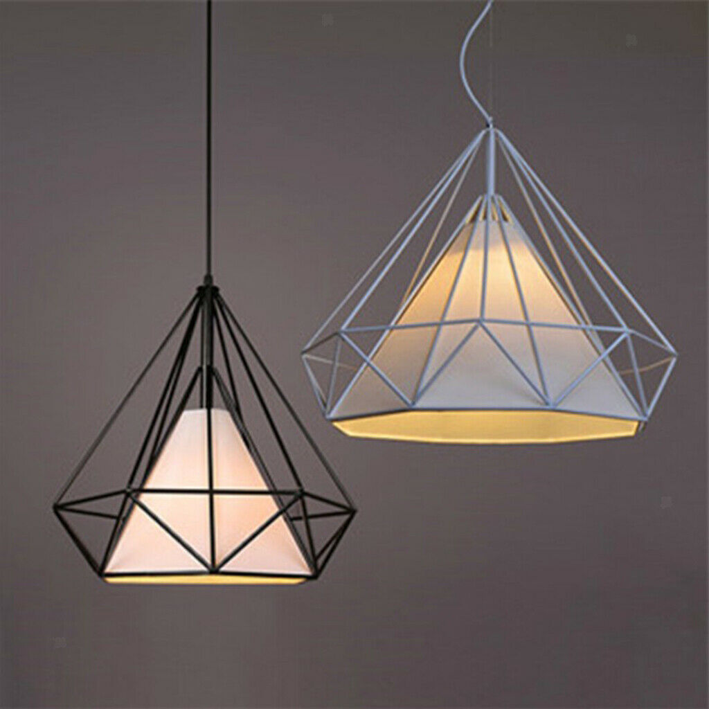 Geometric Diamond Ceiling Pendant Light Shade Lampshades White-White Cover