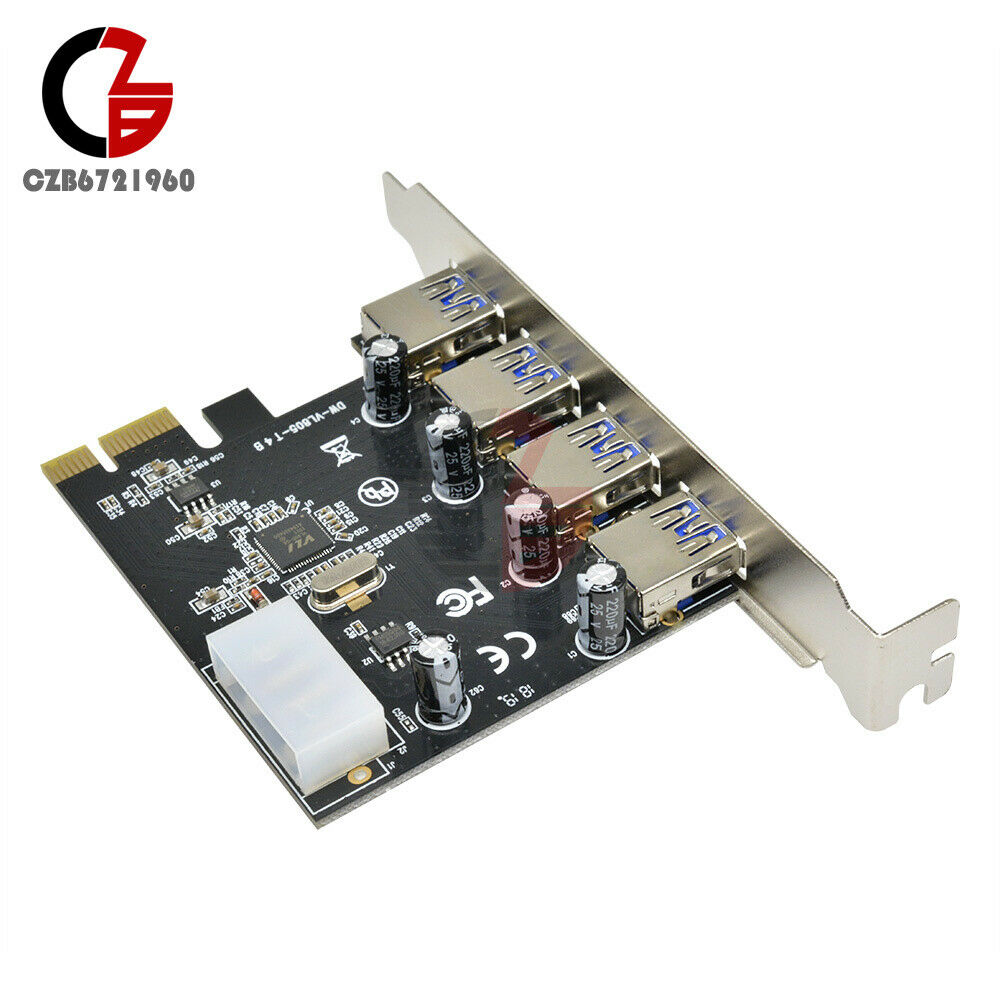 4 Port 5 Gbps Speed PCI-E to USB 3.0 HUB PCI Express Expansion Card Adapter