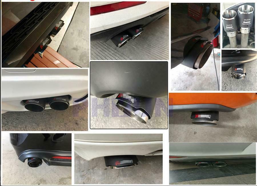 Carbon Fiber Look Car SUV Exhaust Muffler Pipe W/ RED LED Light 35-61mm Inlet