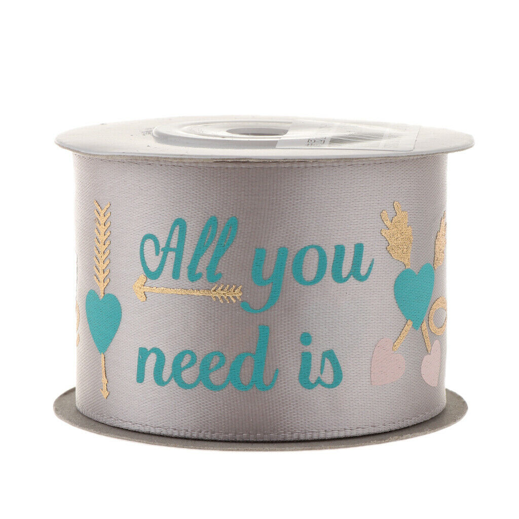 All You Need is Love Silk Satin Ribbons Roll Gift Package Craft Silvery Grey