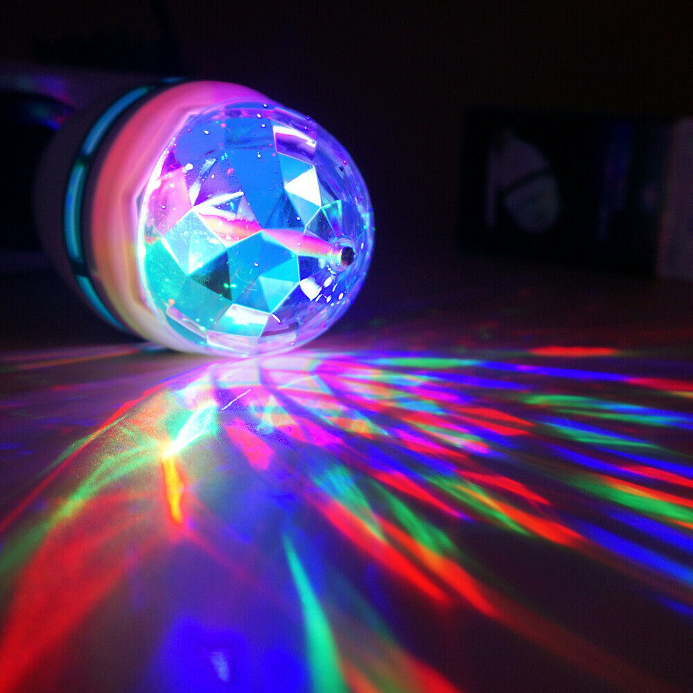 Disco Changing Bulb Lamp 3W E27 RGB Crystal Ball Auto Rotating LED Stage Light!