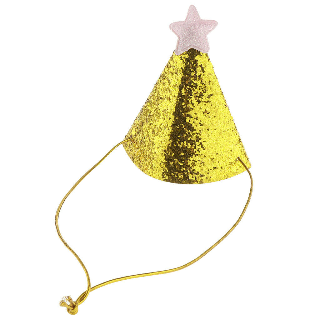 6pcs Mini Glitter Birthday Cone Hat Headband Baby Birthday Costume Pink