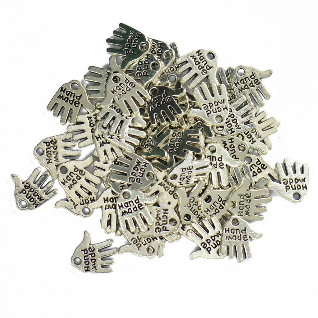 50 Packs Charm Hand Shaped Pendant for Bracelet Jewelry Making Findings DIY
