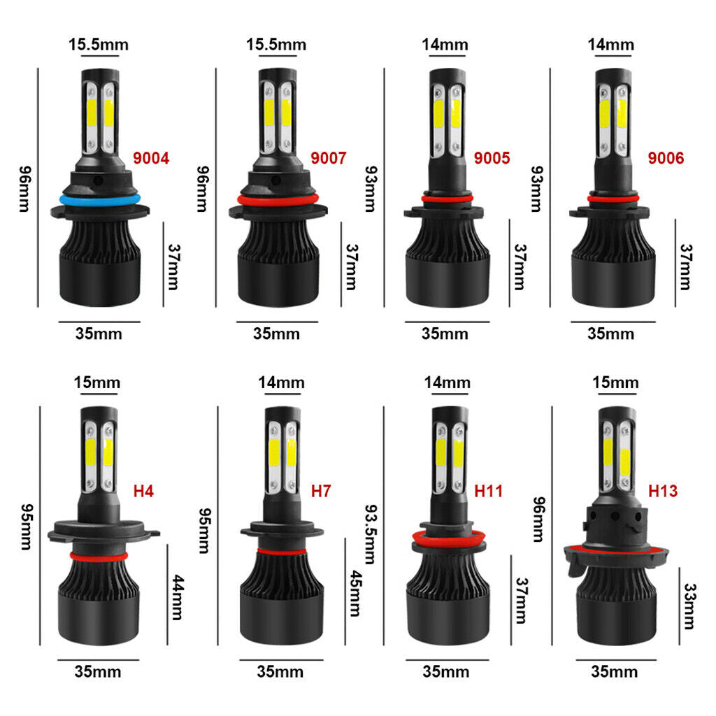 4Side S2 Black LED Headlamp Bulb Conversion Kit Hi/Lo Beam Lamp 9005 HB3 H10
