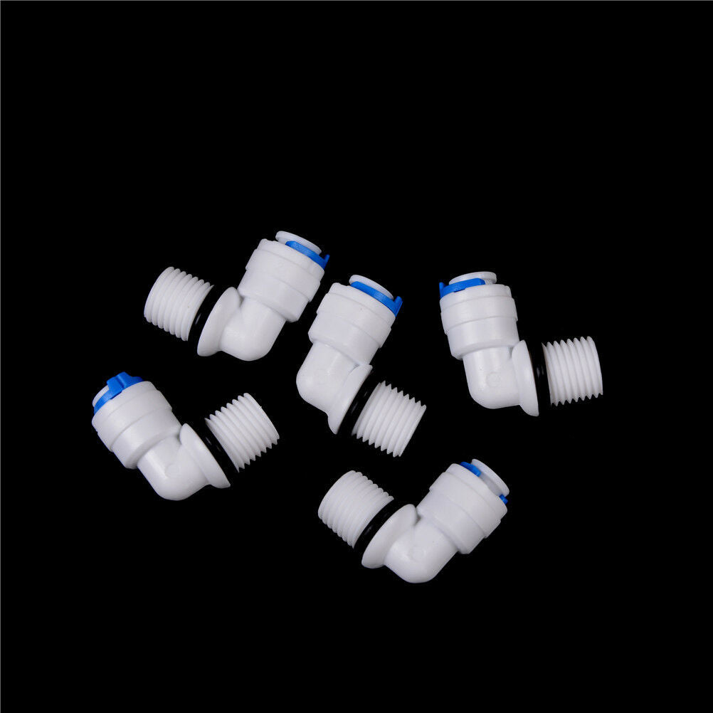5PCS 1/4" Male Thread - 1/4" OD Tube RO Water Elbow Quick Connector MD J.dnW Kt