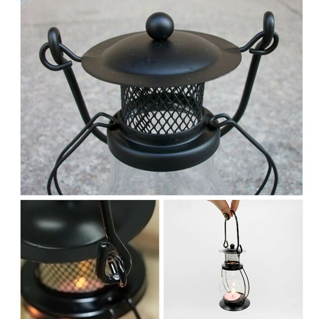 Camping Tent Lantern Portable Working Lamp Iron for Multi Purpose Use Black
