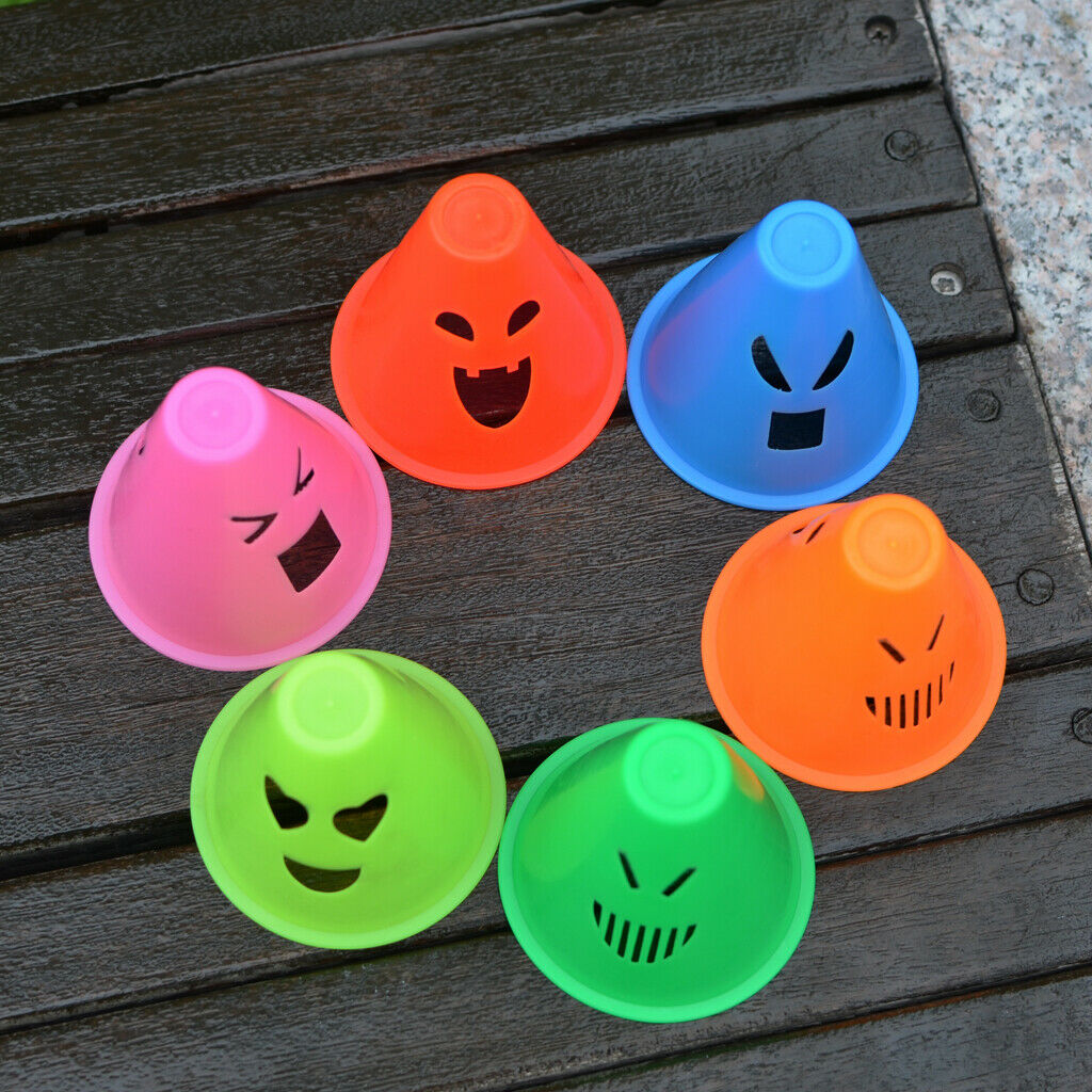 Prettyia 12Pcs Expressions Style Roller Skating Skateboard Cones Pile Cup
