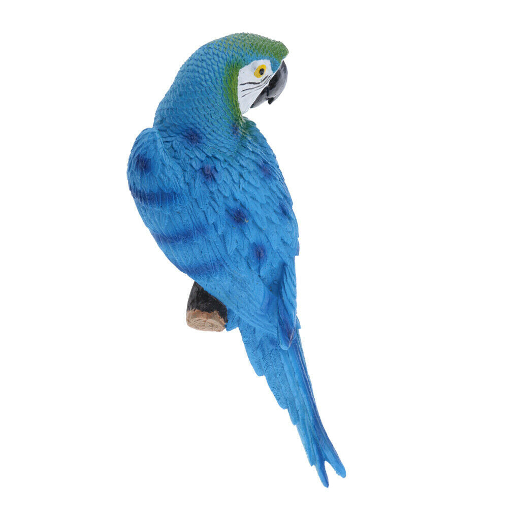 2x True to Nature Bird Ornament Parrot 31cm Blue Look Right & Red Outdoor Patio