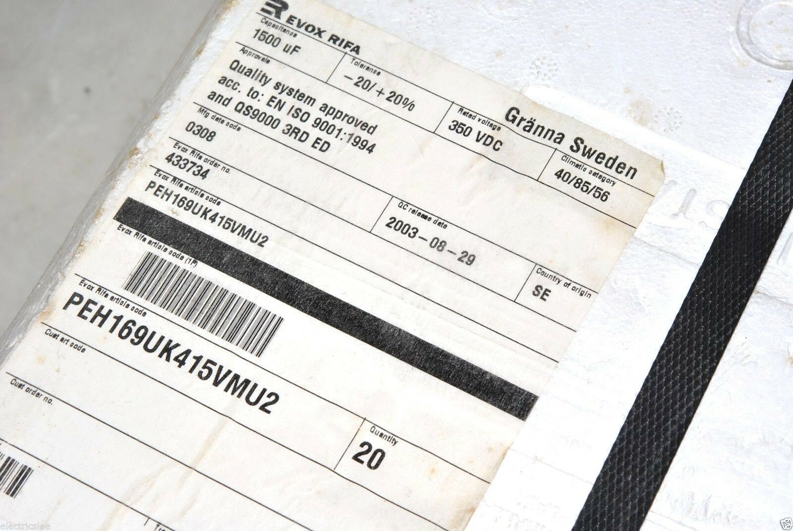 1pcs - RIFA 1500uF (1500µF) 350V PEH169UK415VMU2 Screw Terminal Capacitor NOS