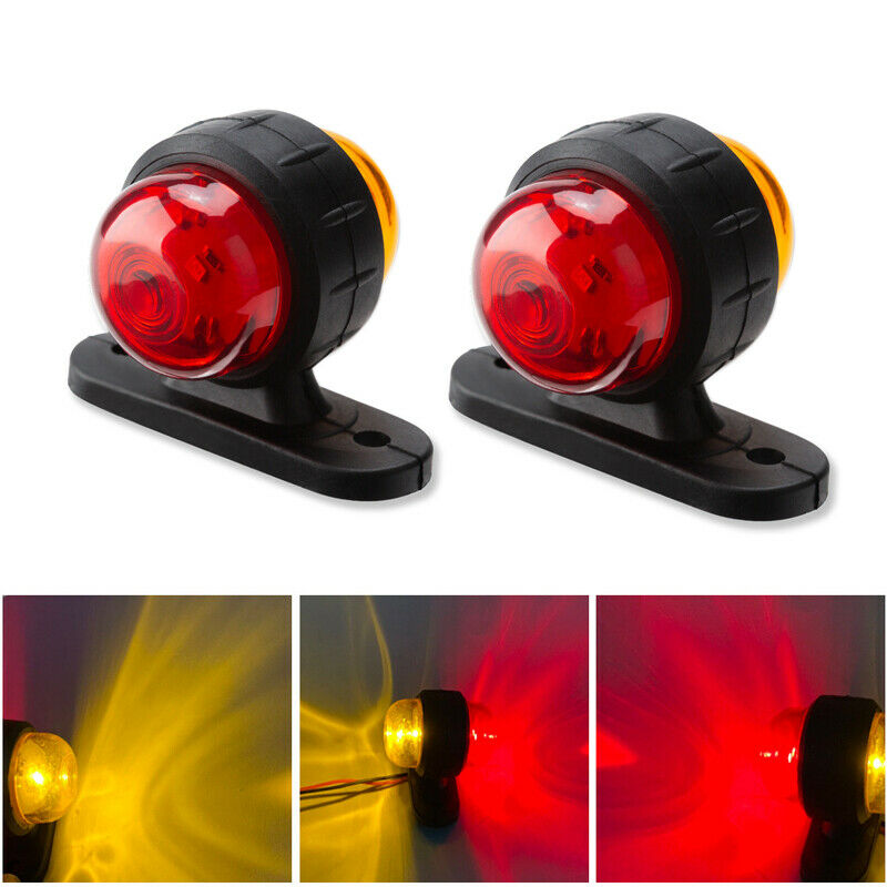 2PCS 12V-24V Truck Grille Strobe Lights Side Marker Indicator Flash Warning Lamp