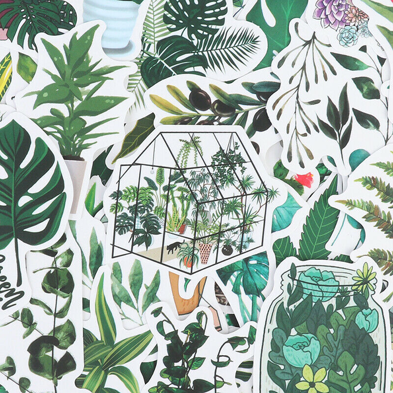 100PCS  Green Plants Stickers Bike Guitar Laptop Waterproof PVC Stic Lt