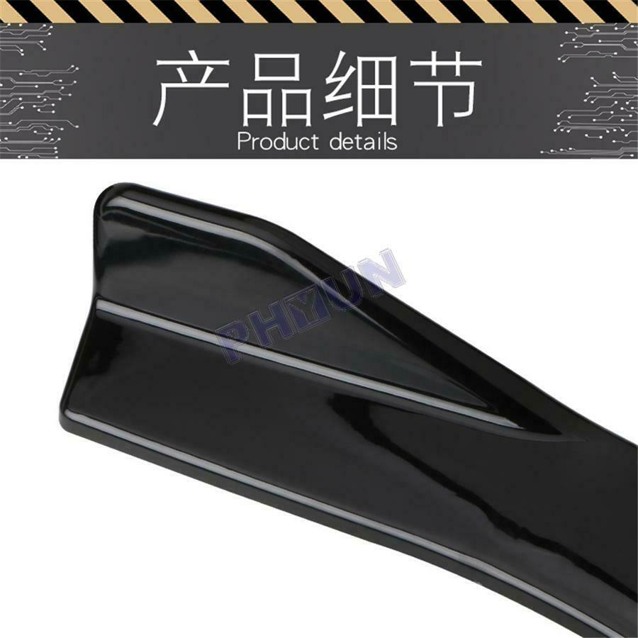 2x Glossy Black Car Rear Bumper Spoiler Lip Anti-crash Body Side Skirt Universal