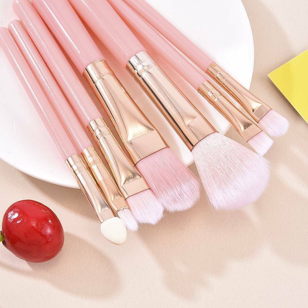 Lots 7PCS Pink Brushes Set Face Cosmetic Eye Shadow Blush Brush Make Up Tools