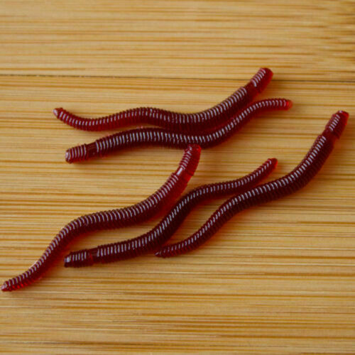 100 Pcs Soft Red Earthworm Fishing Bait Worm Lures Crankbaits Hooks Tackle Baits