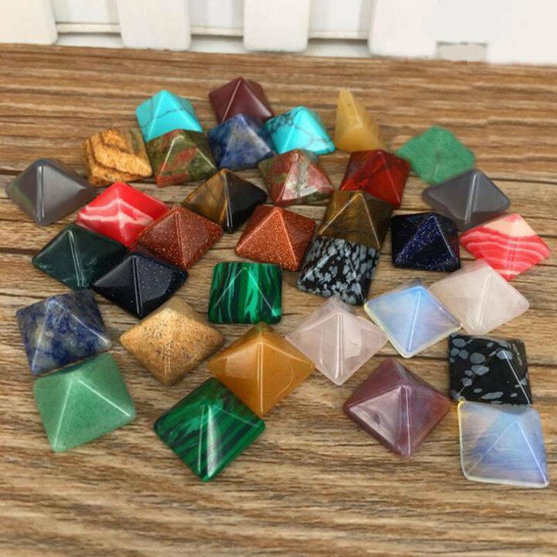 Set of 7pcs Chakra Pyramid Stone Set Crystal Healing Natural Spirituality Gems