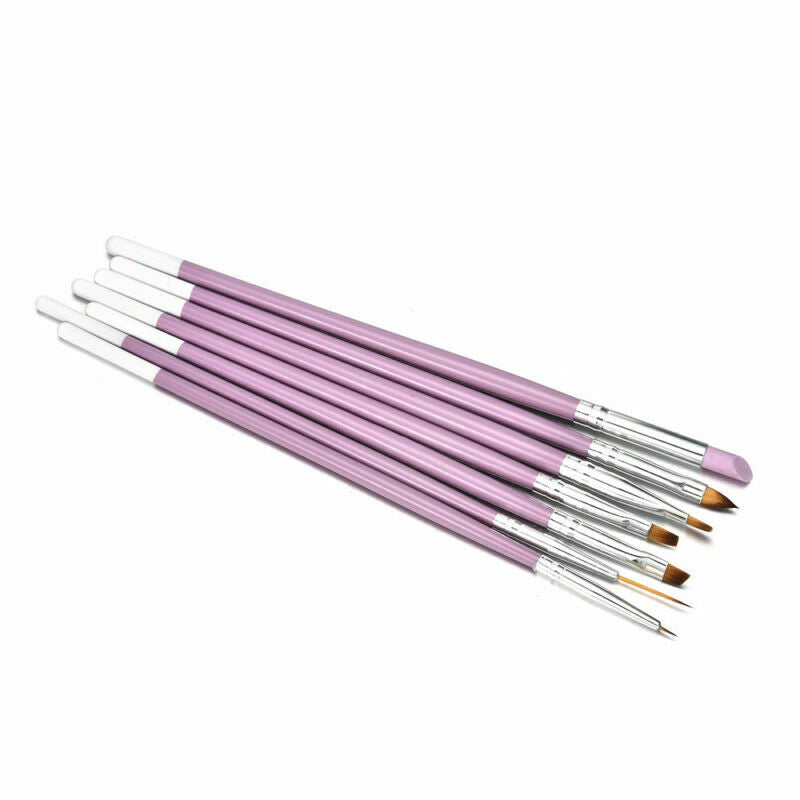 7*/Set Professional Nail Art UV Gel Painting Drawing Brushes Acrylic Flat Brush