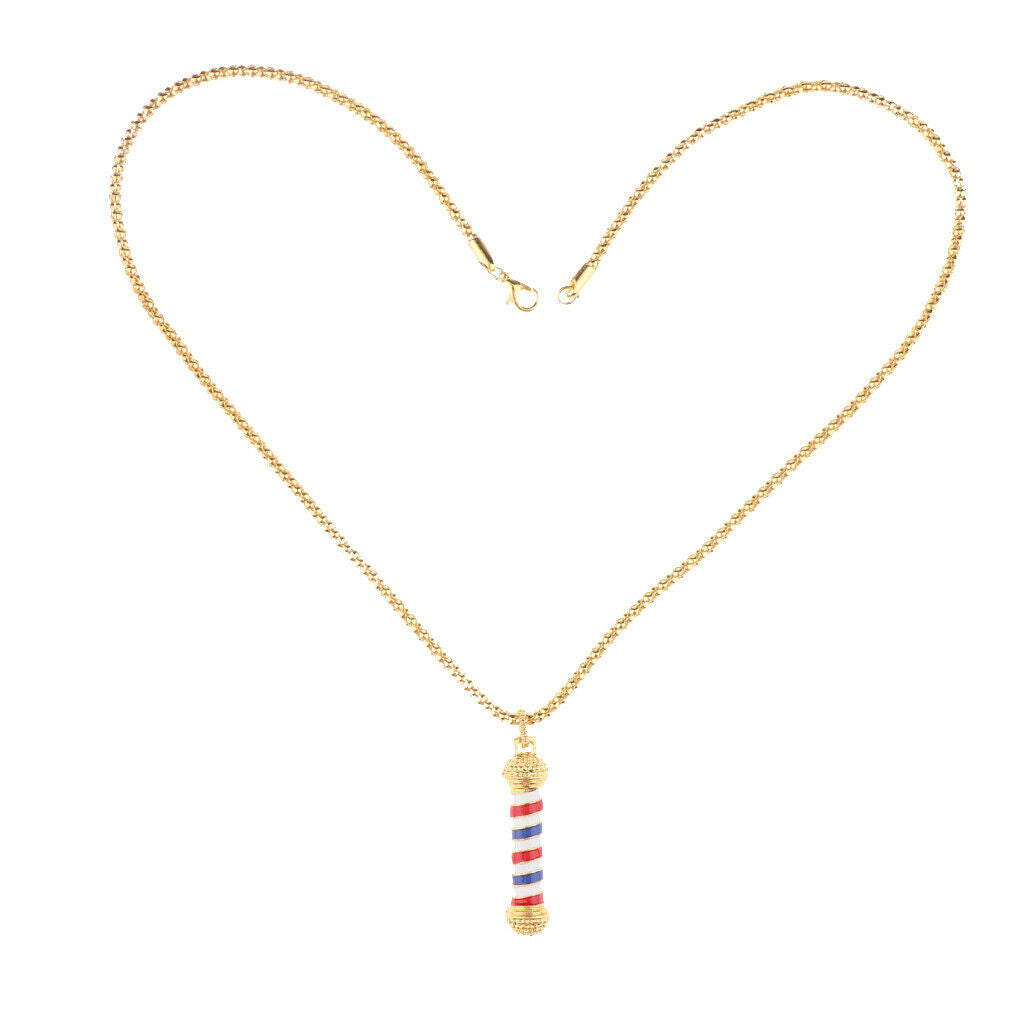 Personalized Barbershops Spiral Lights Necklace Neck Pendants Gifts Golden