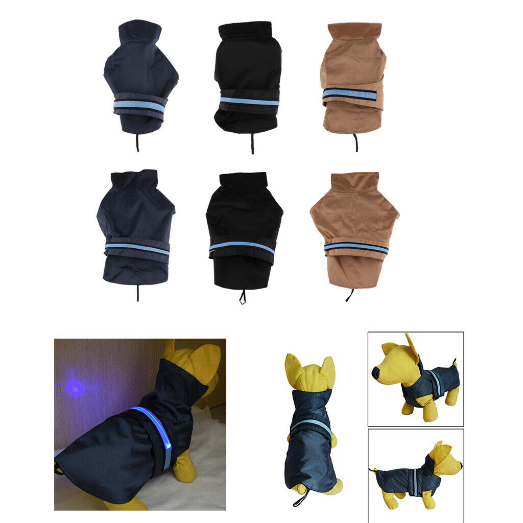 Pet Dog Waterproof Clothes with LED Luminous Strip Reflective Coat Blue S