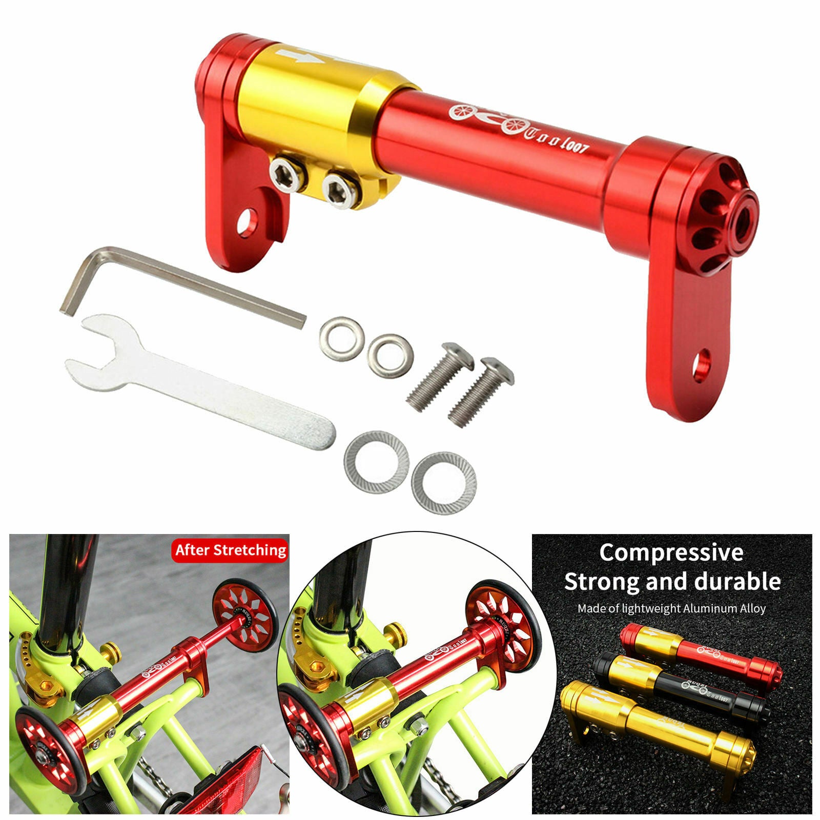 2 Set Folding Bike Easy Wheel Extension Rod Cycling Easywheel Telescopic Bar