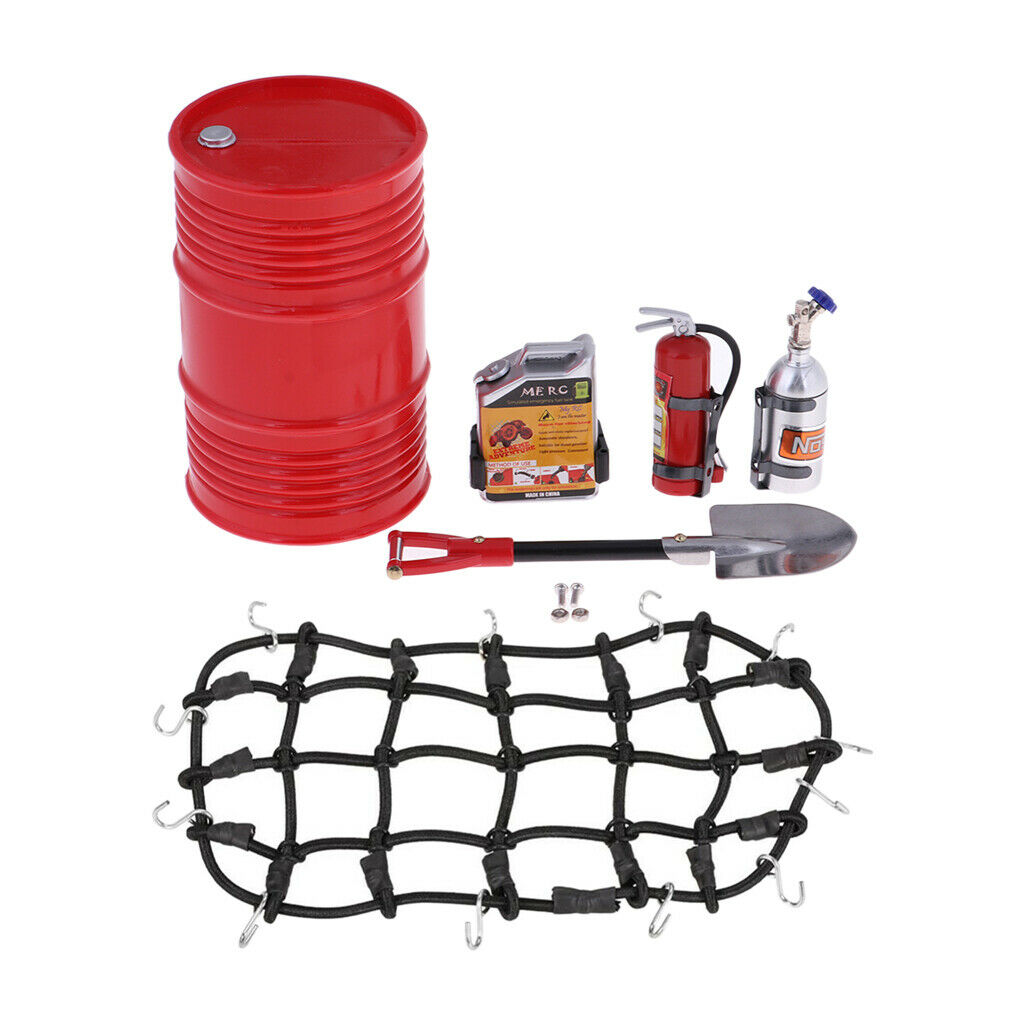 1/10 RC Rock Crawler Decor Fire Extinguisher Set W/ Luggage Net for RC Car