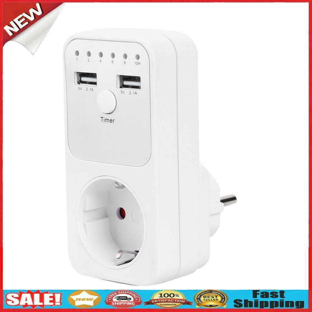 Dual USB EU Plug Timing Socket Timer Switch Countdown Outlet Controller @