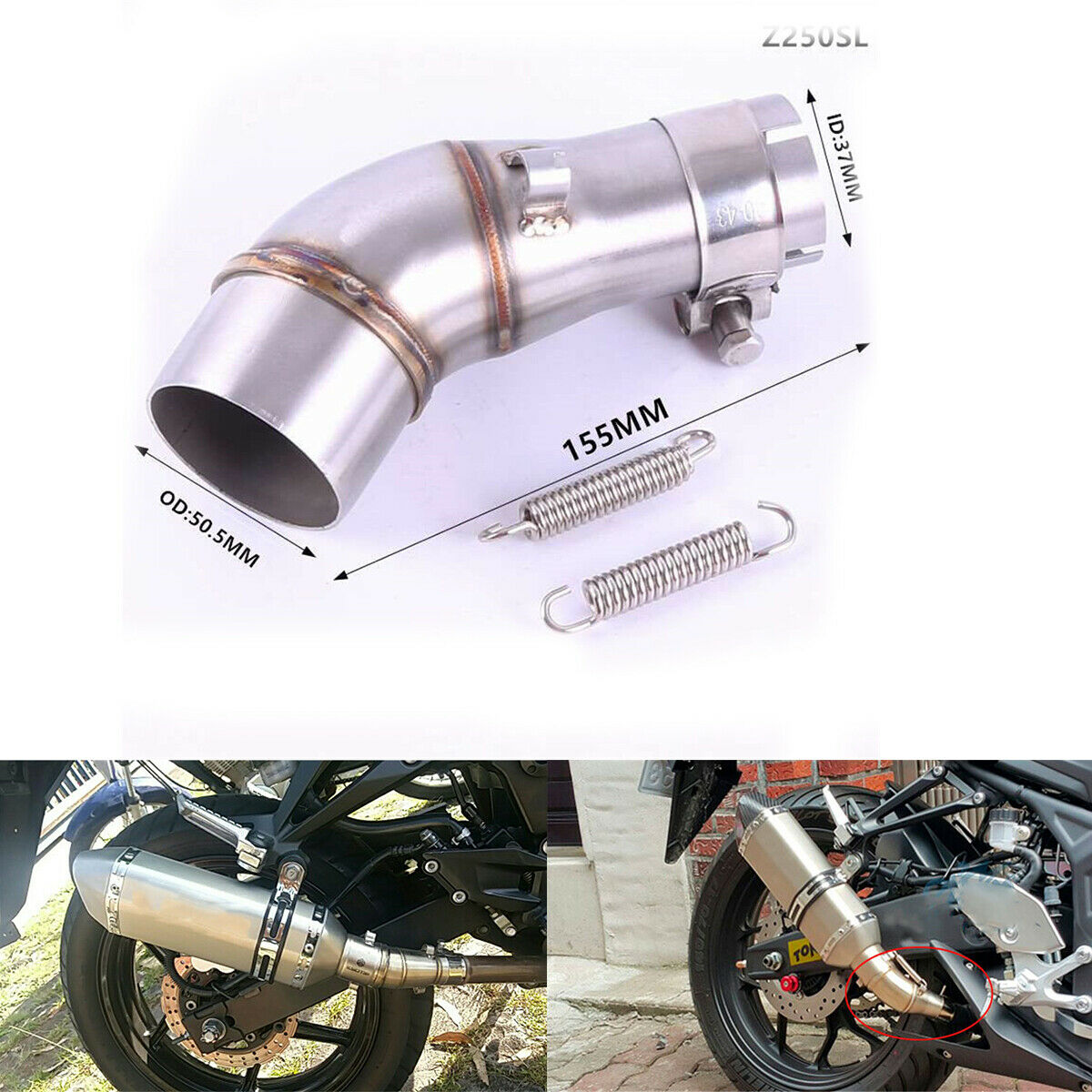 Motorcycle exhaust middle pipe stainless steel Connecting link pipe adapter