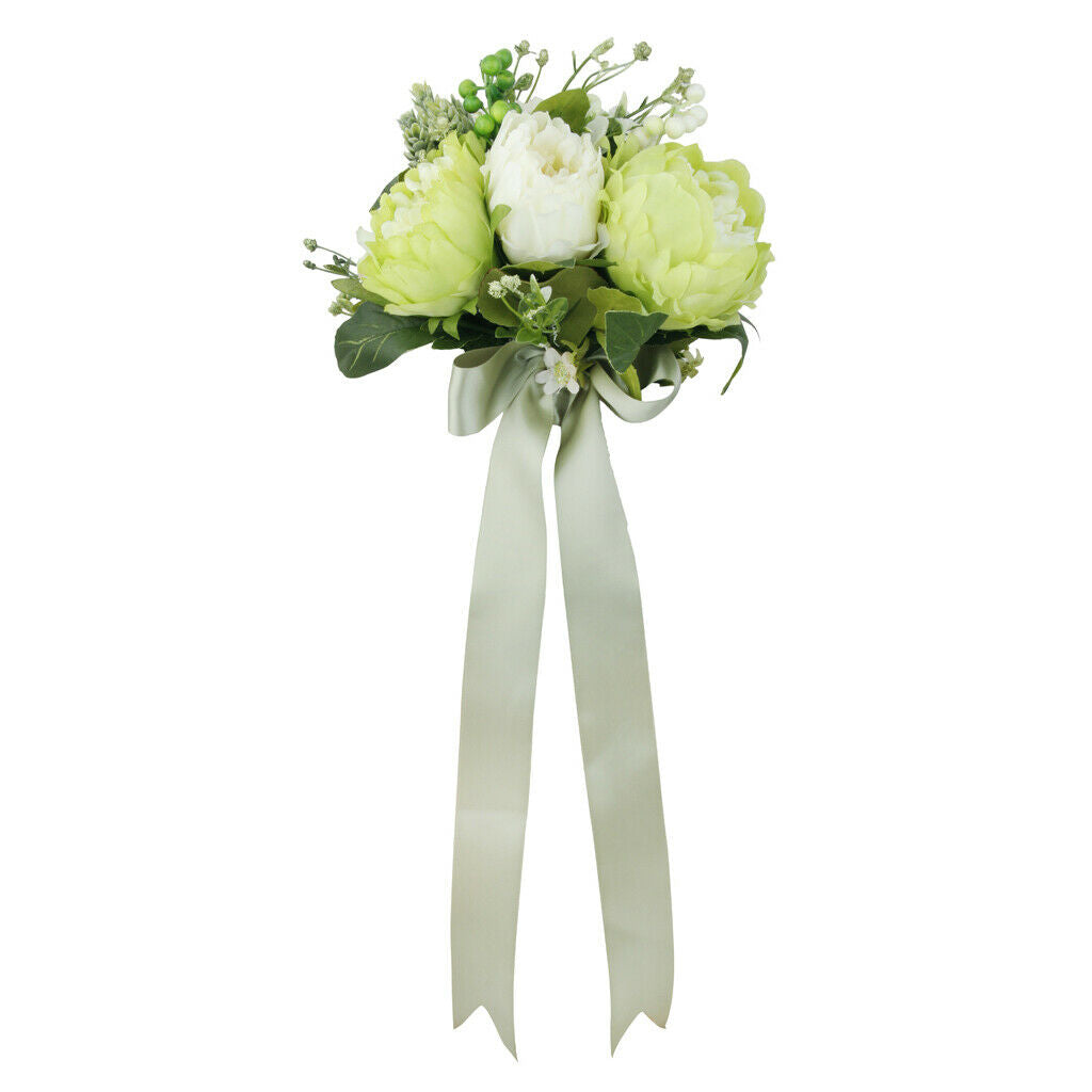 Bridal Peony Flower Bouquet Wedding Flower w/ Ribbons Wedding Decoration