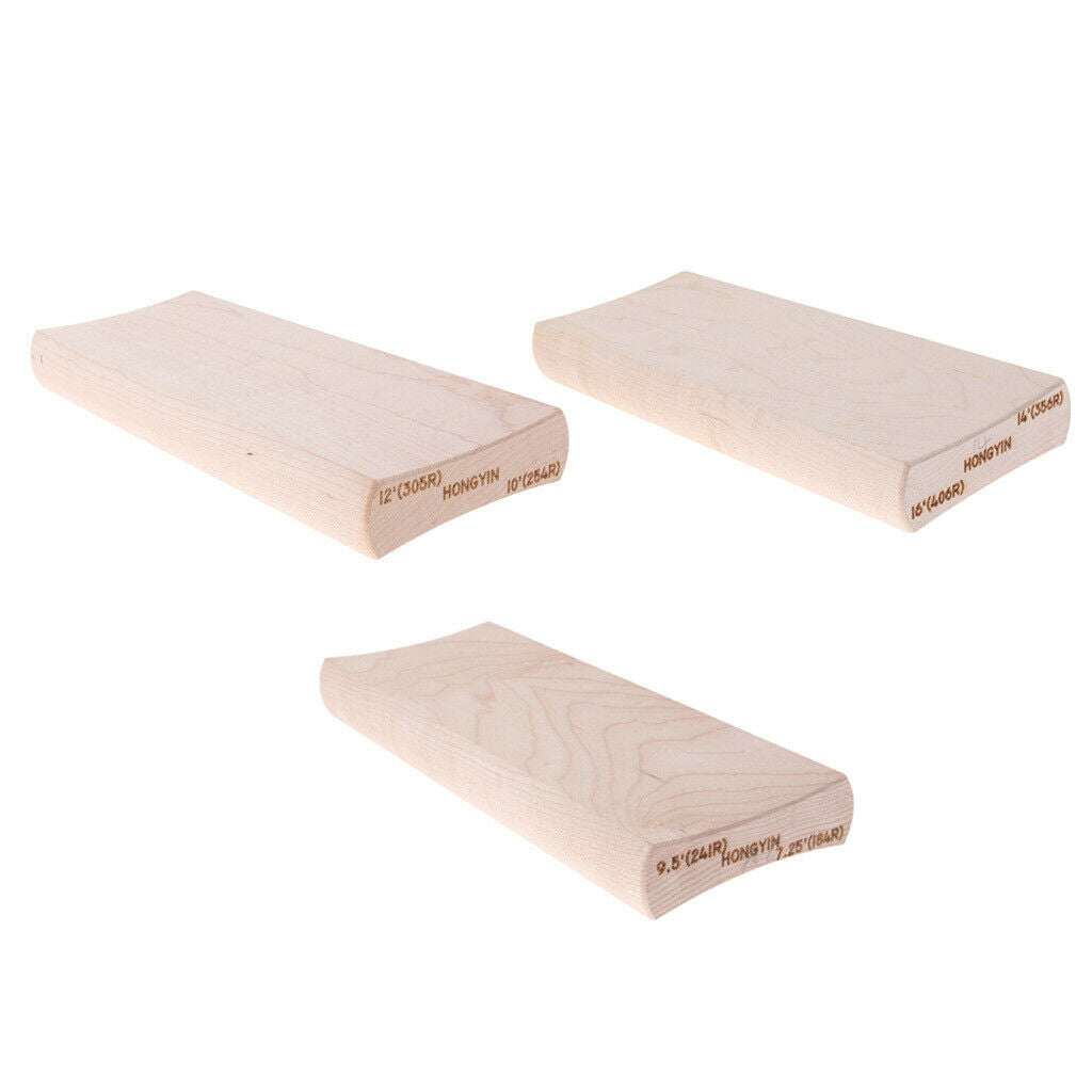 Set of 3 Wooden Radius Sanding Block for Guitar Bass Luthier Tool Parts