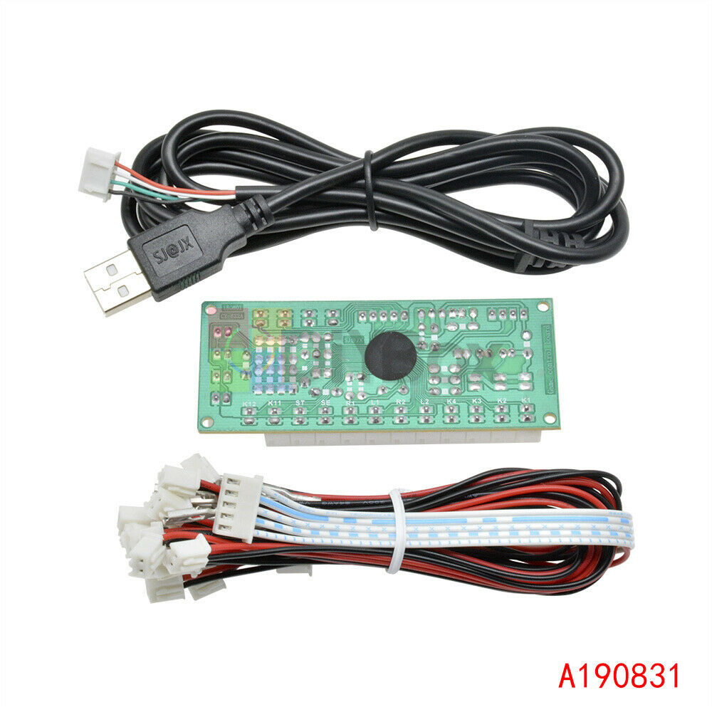 2X Zero Delay LED Arcade MAME Encoder USB To PC 5Pin Joystick PCB Board w/ Cable