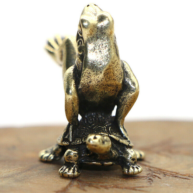 Retro Brass Meditate Zen Buddhism Frog Statue Ornament Copper Animal Sculpture