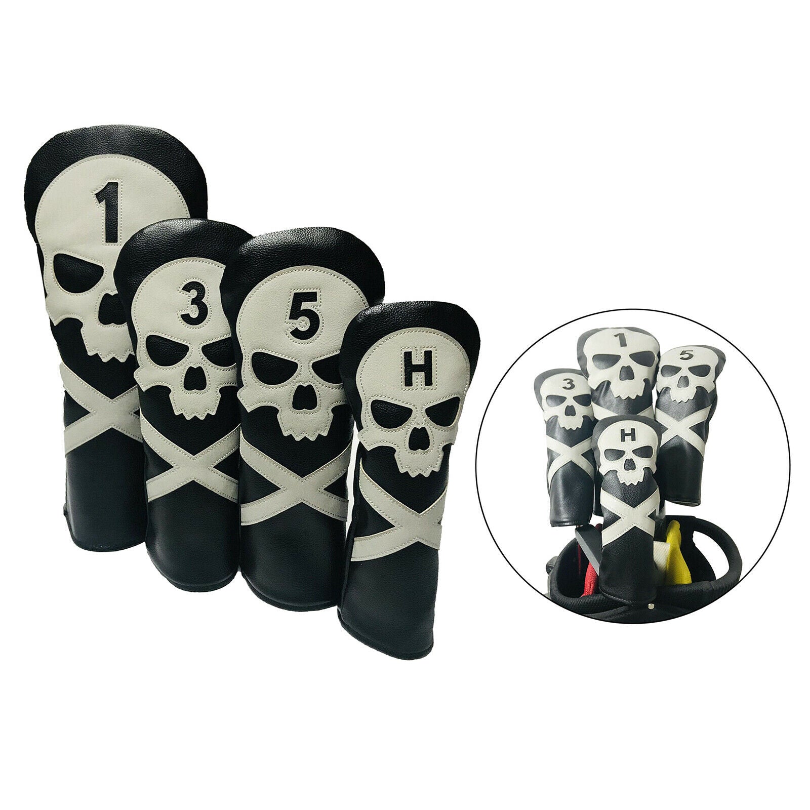 4Pcs Golf Wood Headcover Set Clubs Cover Driver Fairway Wood 1,3,5 UT Covers