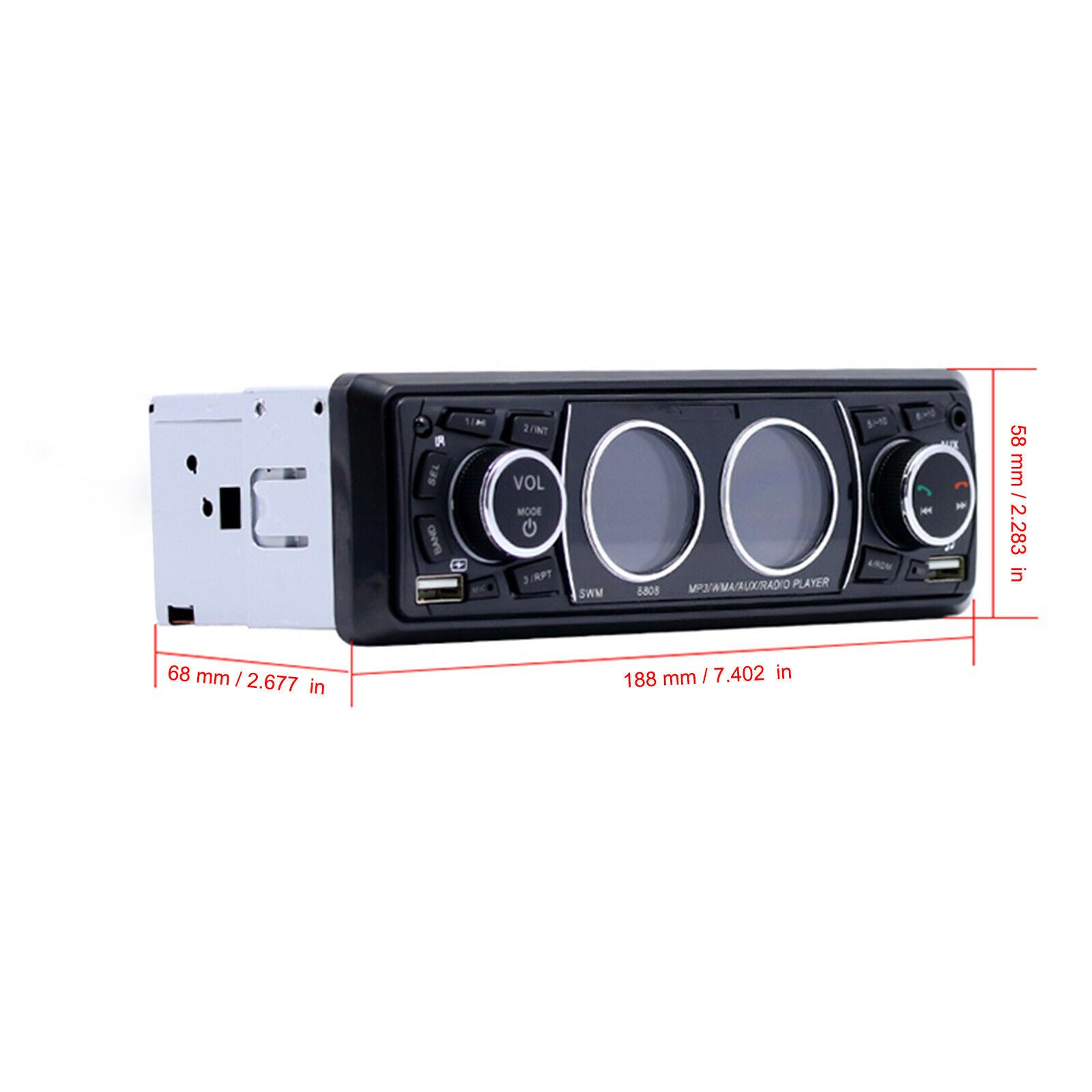 SWM-8808 Car Stereo 1 DIN Multimedia Video MP3 Player AUX-IN FM Radio Universal