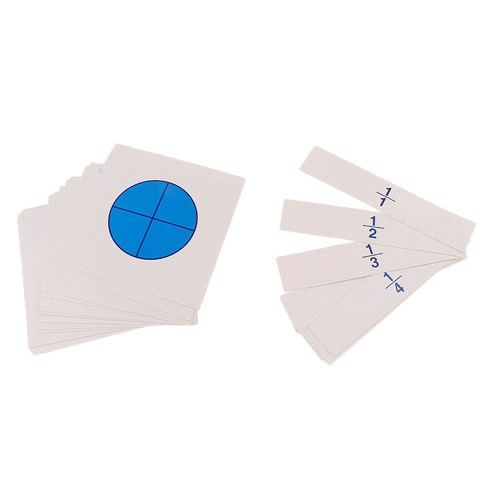 Kids Children Math Learning Cards Fraction For Montessori Educational 1 Set