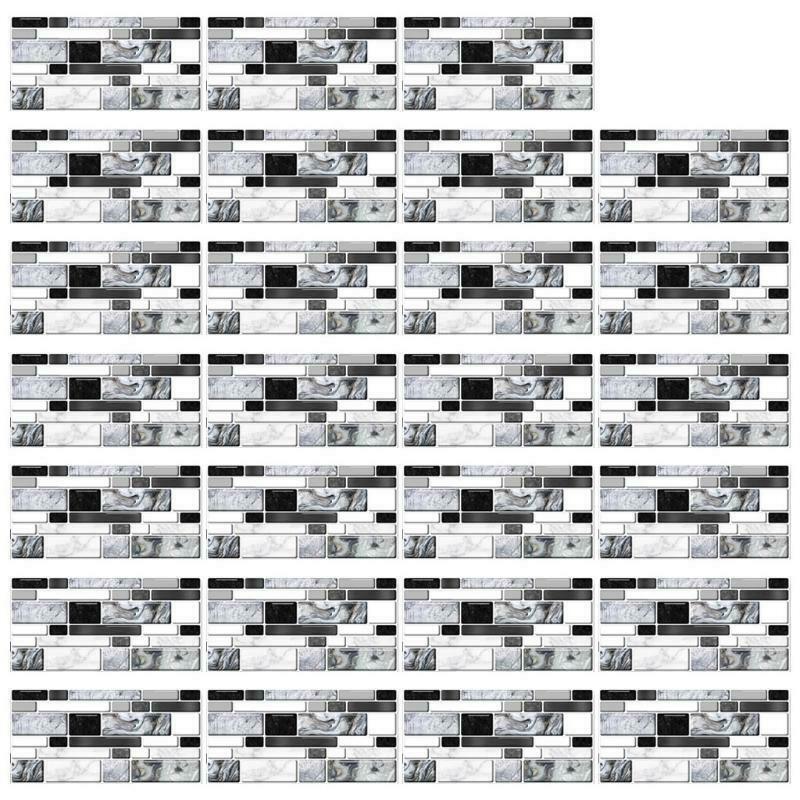 27pcs Imitation Gray Agate Marble Tile Stickers DIY Self Adhesive Kitchen Floor